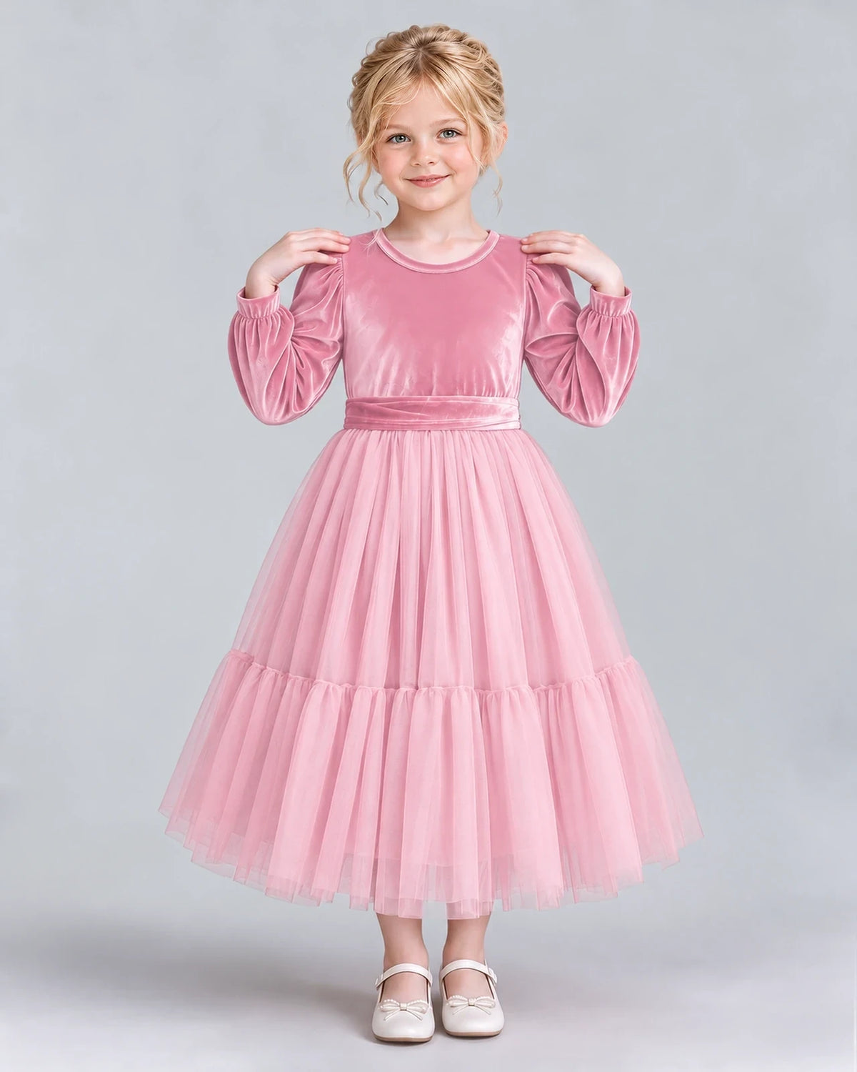 Pink Ball Gown Girls Formal Dress Front
