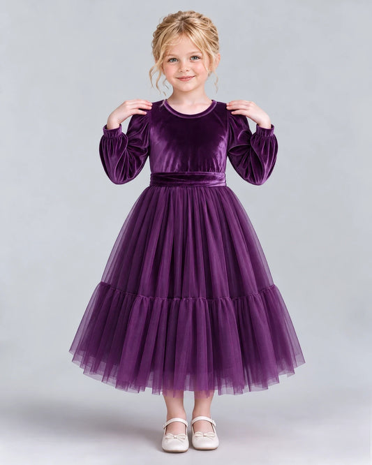 Purple Ball Gown Girls Formal Dress Front