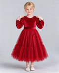 Dideyttawl Long Sleeve Layered Dress for Girls Formal Events