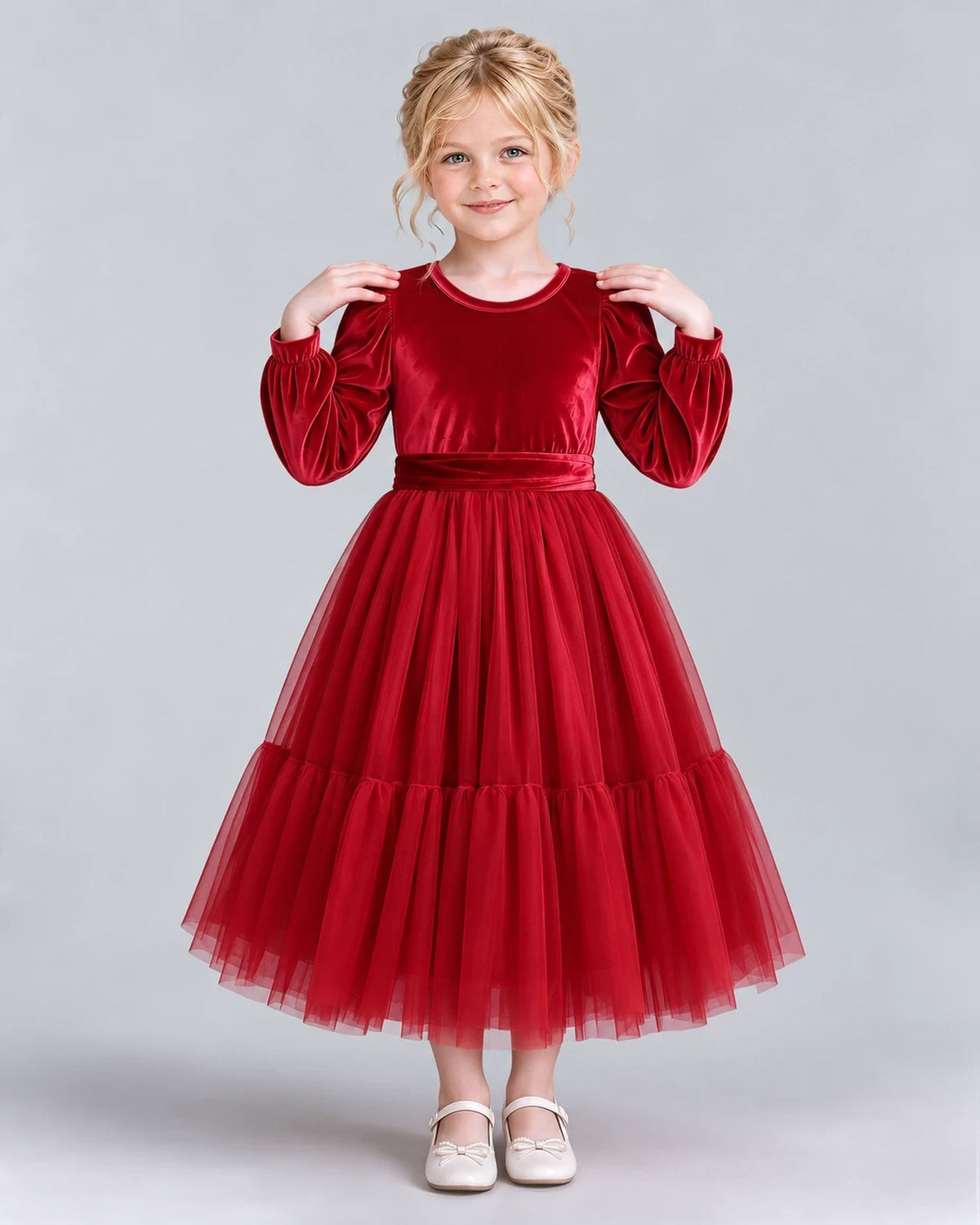 Red Ball Gown Girls Formal Dress Front