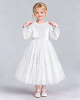White Ball Gown Girls Formal Dress Front