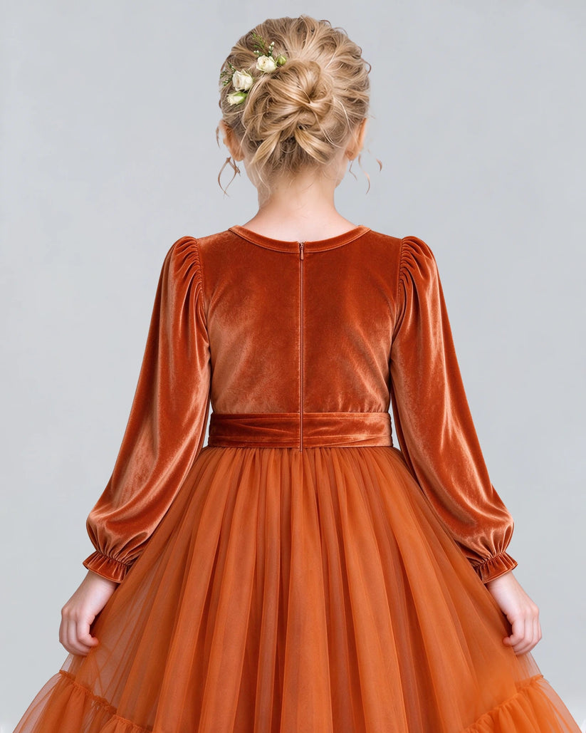Burnt Orange Ball Gown Girls Formal Dress Back_Detail [Shared]