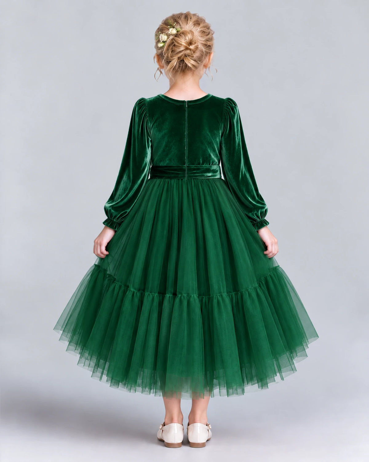 Dark Green Ball Gown Girls Formal Dress Back [Shared]