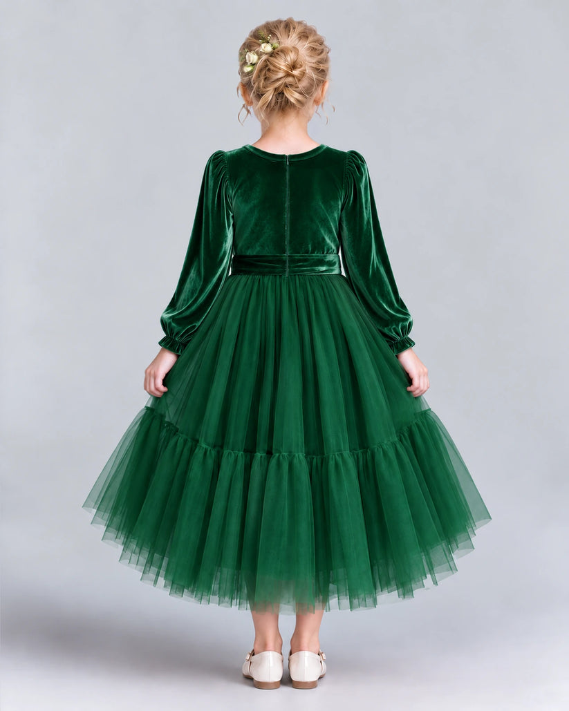 Dark Green Ball Gown Girls Formal Dress Back [Shared]
