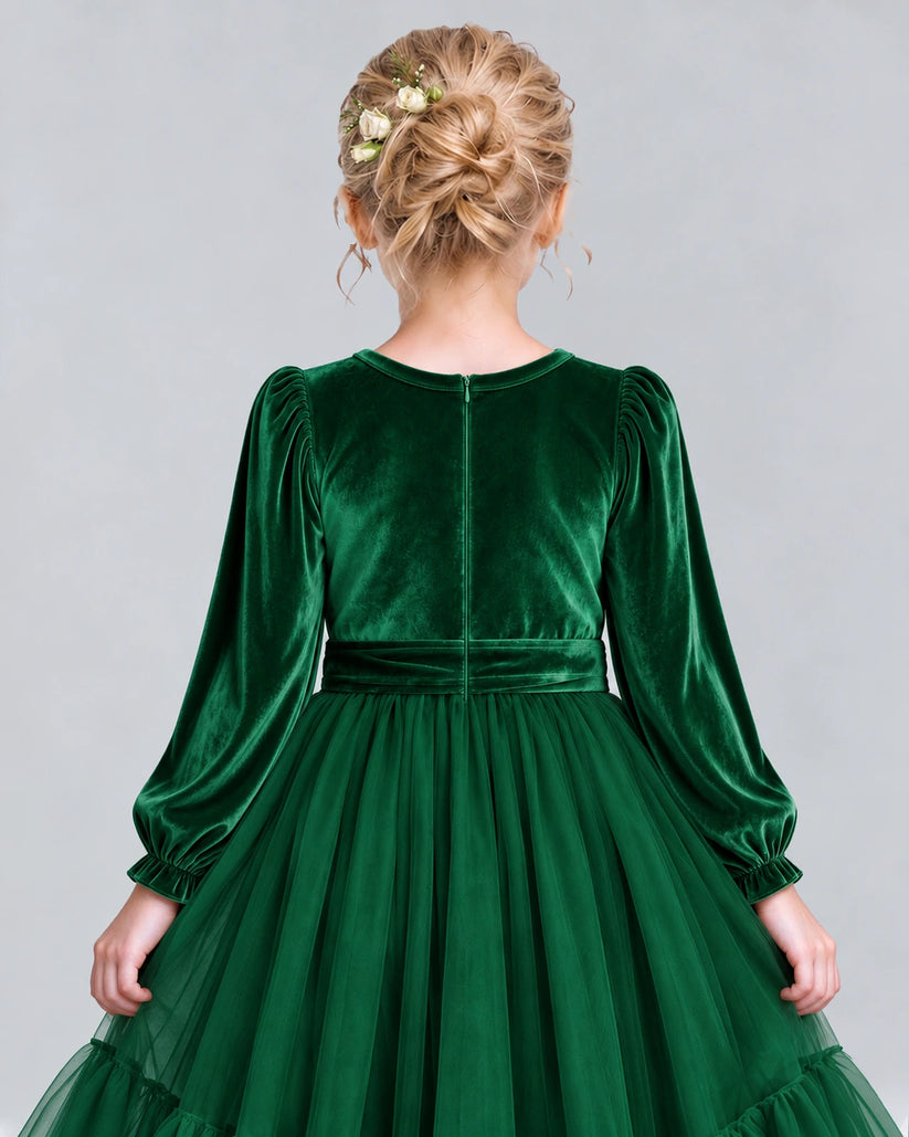 Dark Green Ball Gown Girls Formal Dress Back_Detail [Shared]