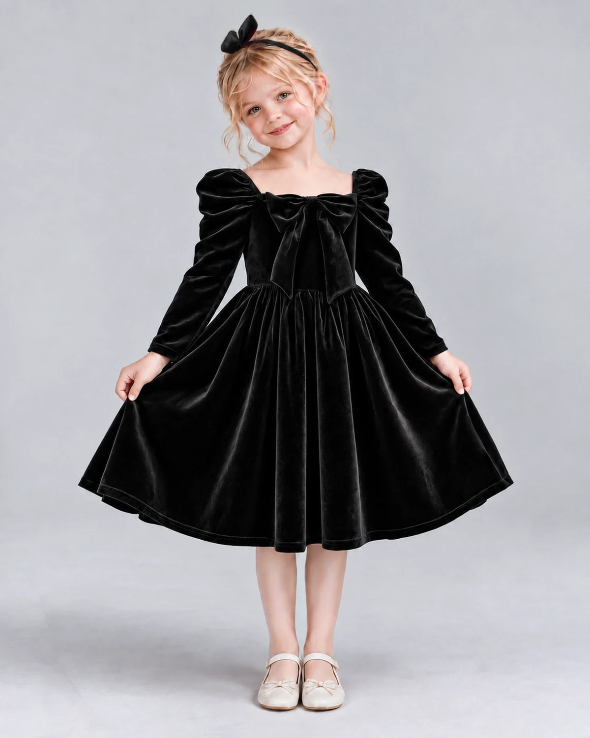 Black A-line Girls Formal Dresses Pose