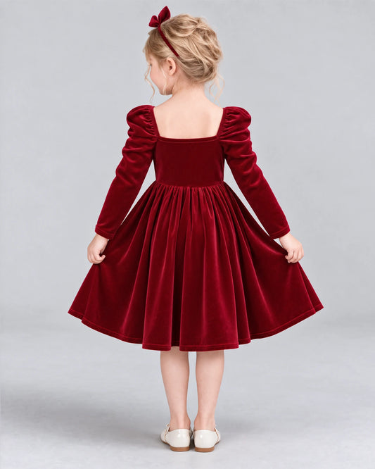 Burgundy A-line Girls Formal Dresses Back [Shared]