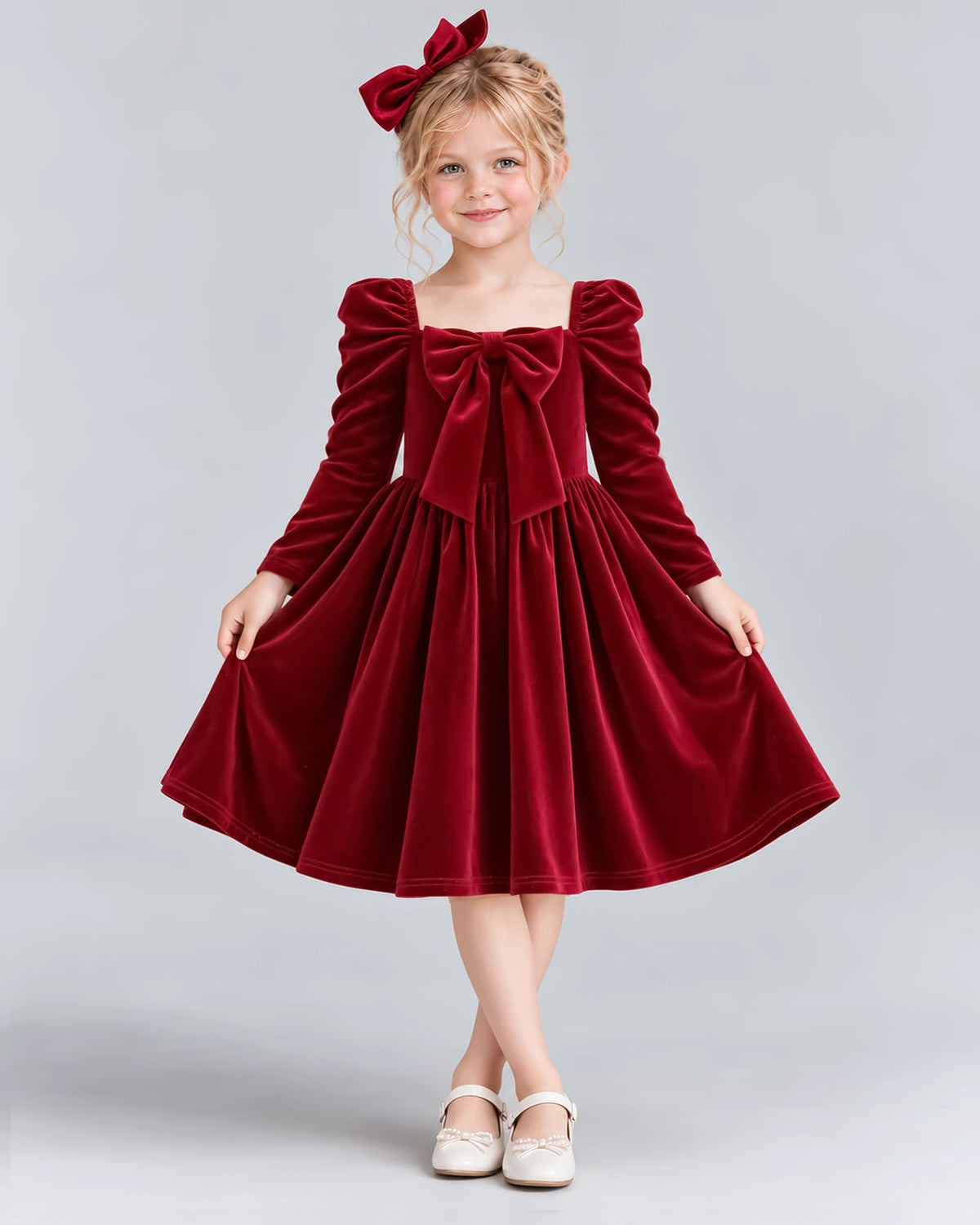 Burgundy A-line Girls Formal Dresses Front