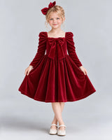 Burgundy A-line Girls Formal Dresses Front