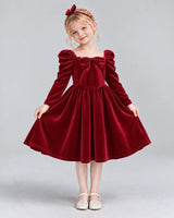 Burgundy A-line Girls Formal Dresses Pose [Shared]