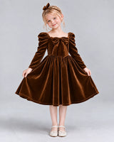 Chocolate A-line Girls Formal Dresses Pose