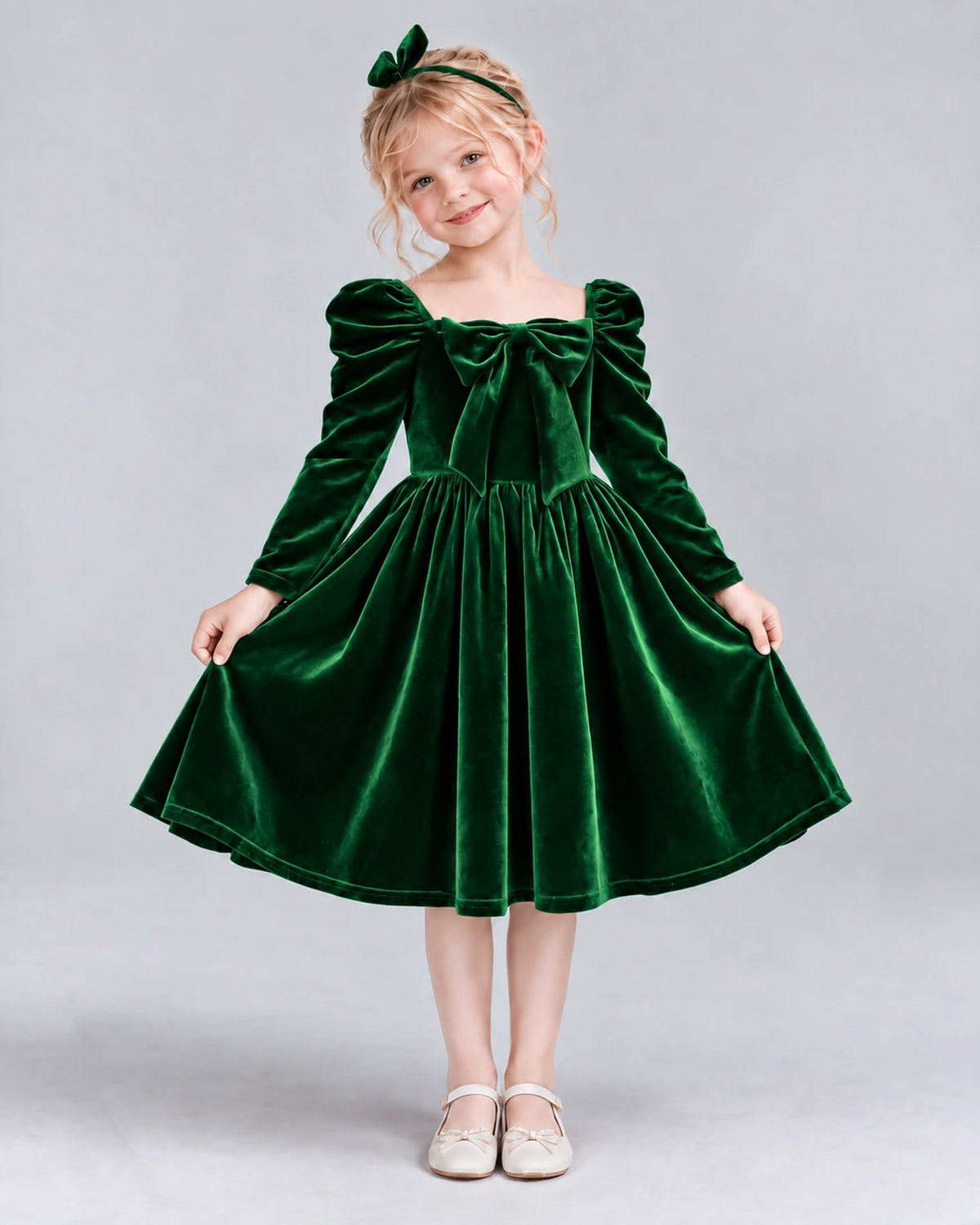 Dark Green A-line Girls Formal Dresses Pose