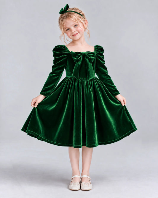 Dark Green A-line Girls Formal Dresses Pose