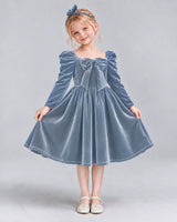 Dusty Blue A-line Girls Formal Dresses Pose
