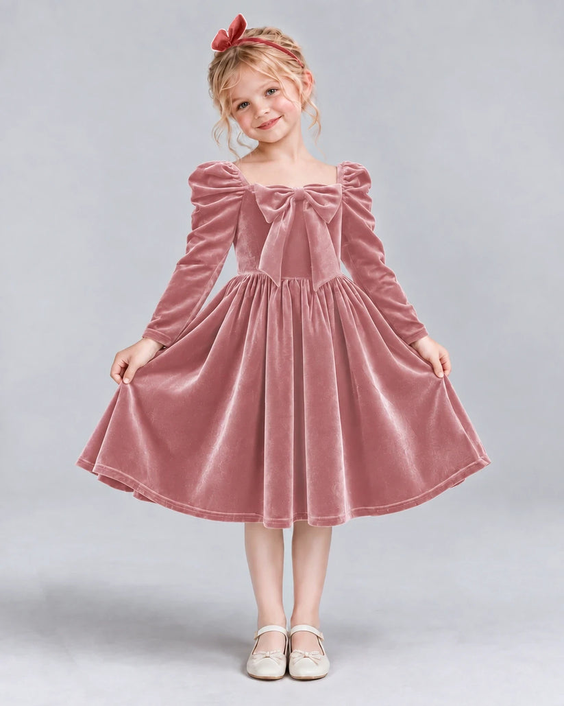 Dusty Rose A-line Girls Formal Dresses Pose
