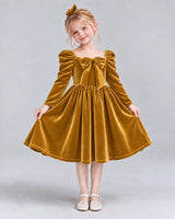 Gold A-line Girls Formal Dresses Pose