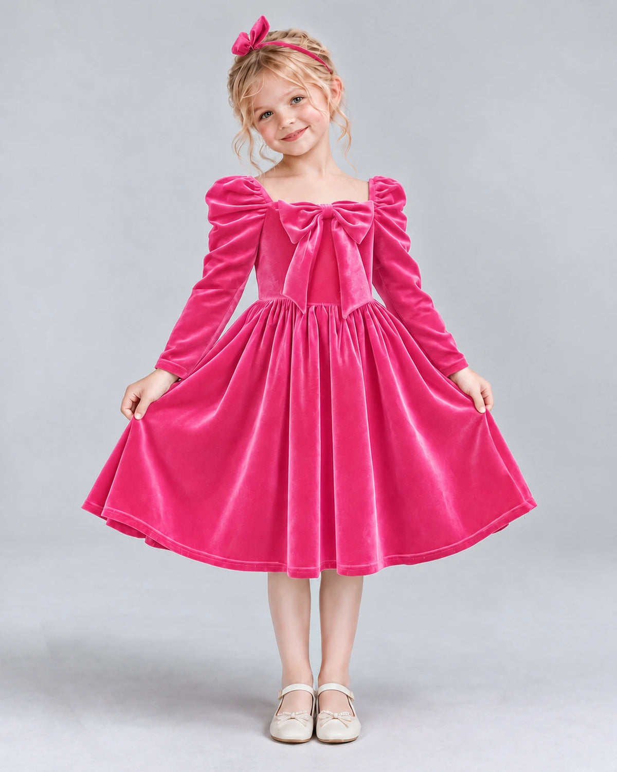 Hot Pink A-line Girls Formal Dresses Pose
