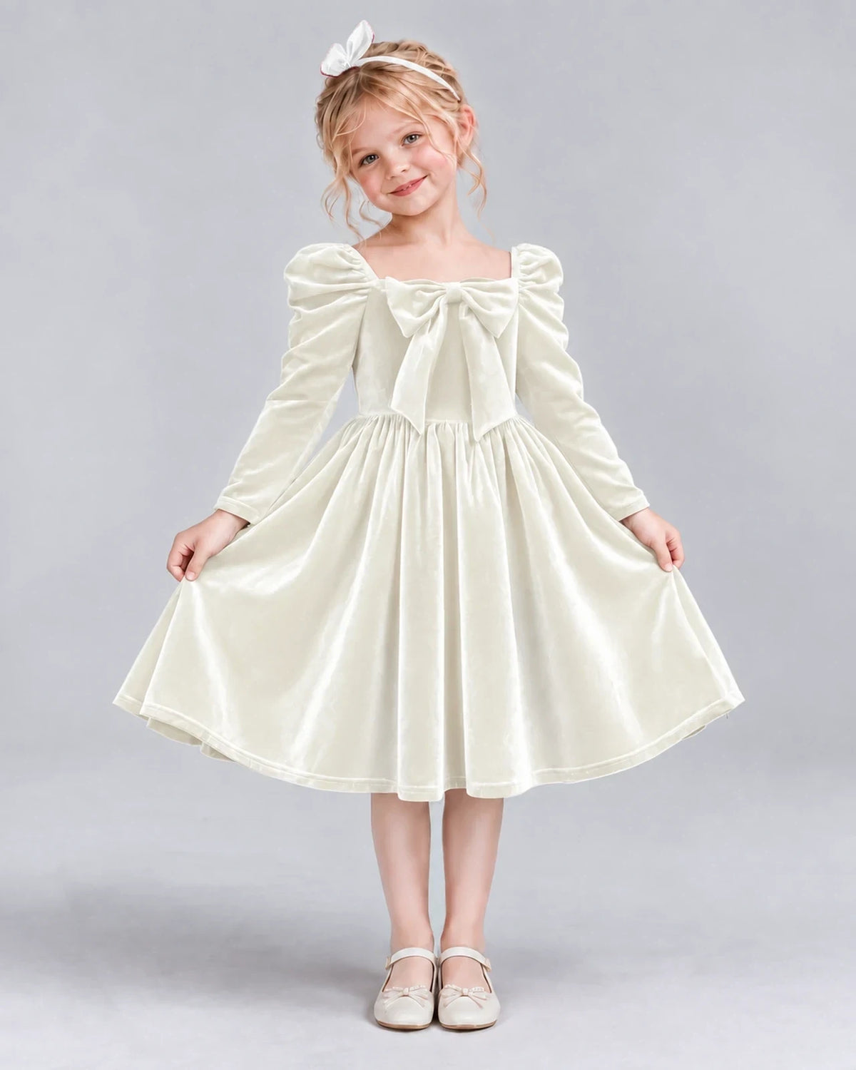 Ivory A-line Girls Formal Dresses Pose