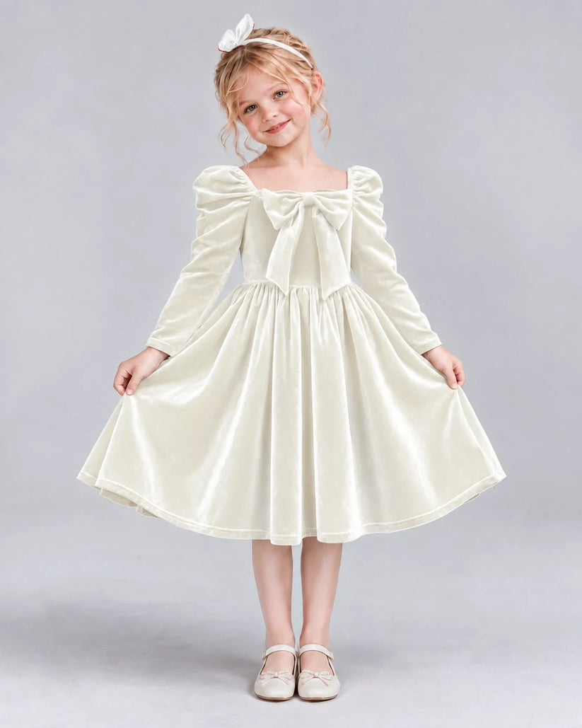 Ivory A-line Girls Formal Dresses Pose