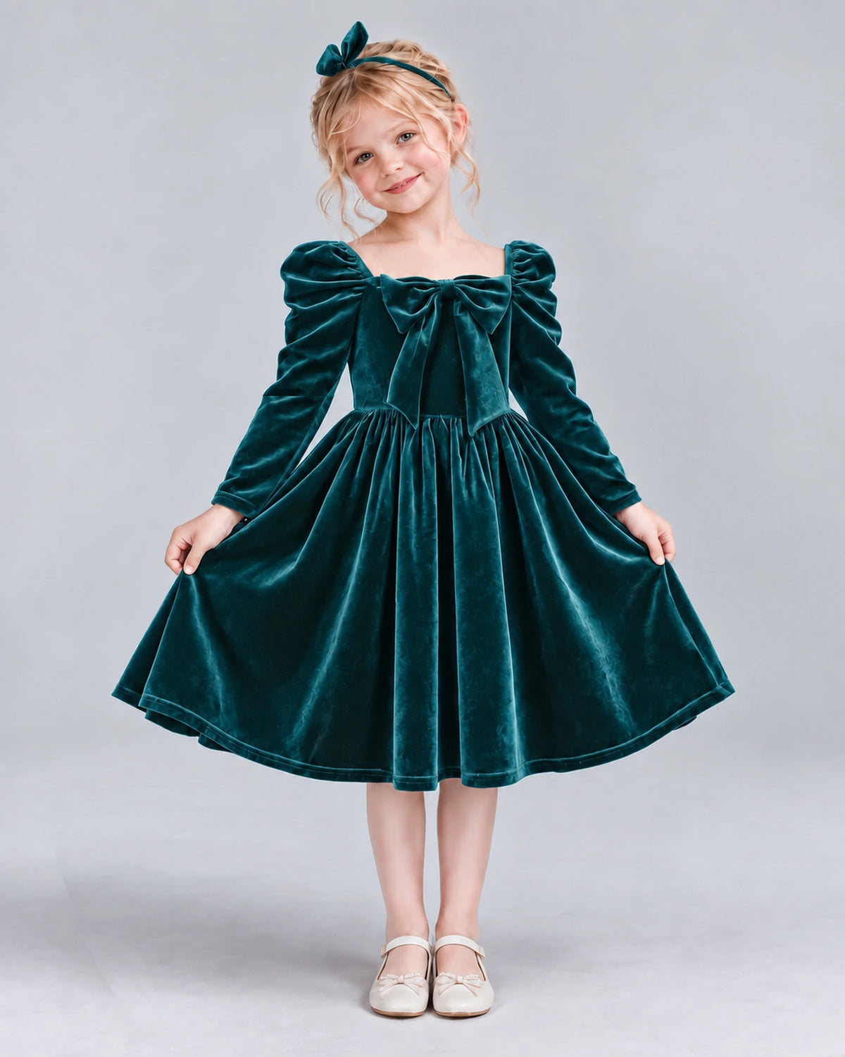 Peacock A-line Girls Formal Dresses Pose