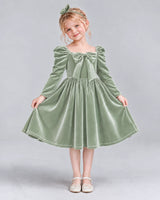 Sage Green A-line Girls Formal Dresses Pose