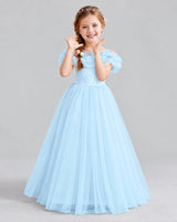 Baby Blue Ball Gown Flower Girl Dress Front