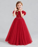 Burgundy Ball Gown Flower Girl Dress Front