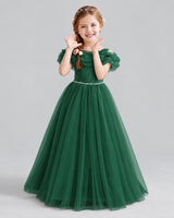 Dark Green Ball Gown Flower Girl Dress Front