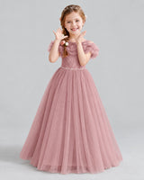 Dusty Rose Ball Gown Flower Girl Dress Front