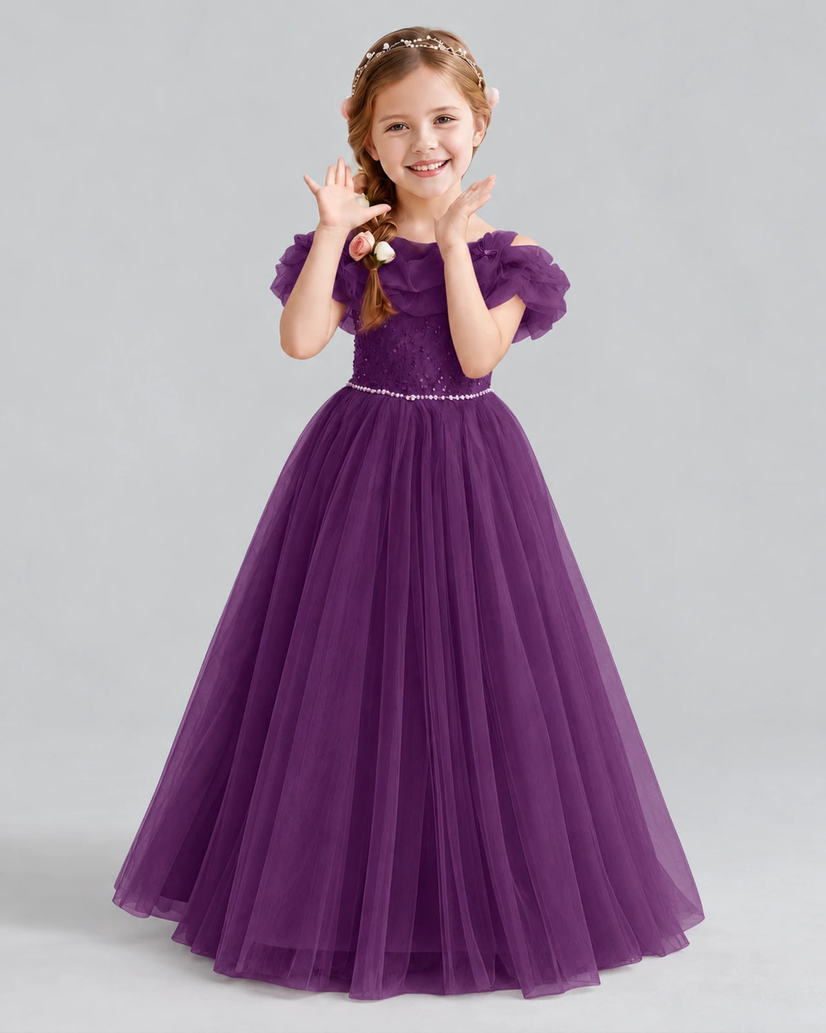 Grape Ball Gown Flower Girl Dress Front