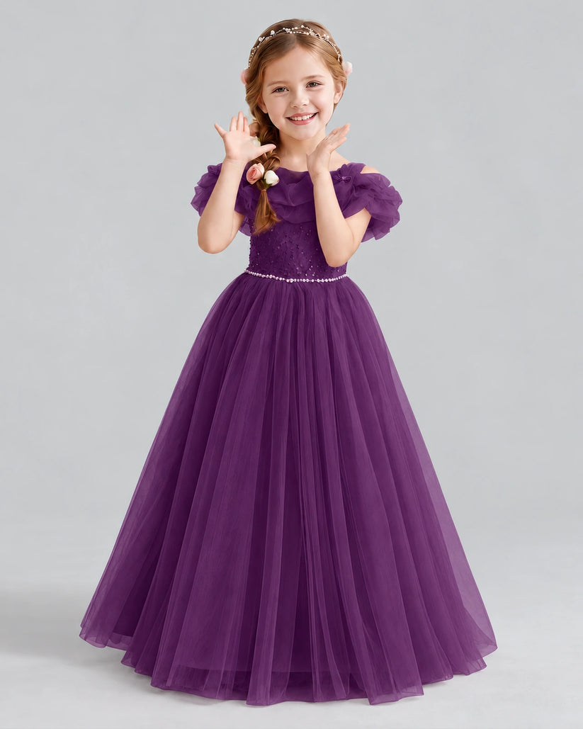 Grape Ball Gown Flower Girl Dress Front