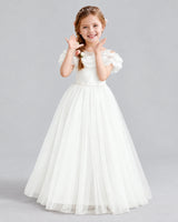 Ivory Ball Gown Flower Girl Dress Front