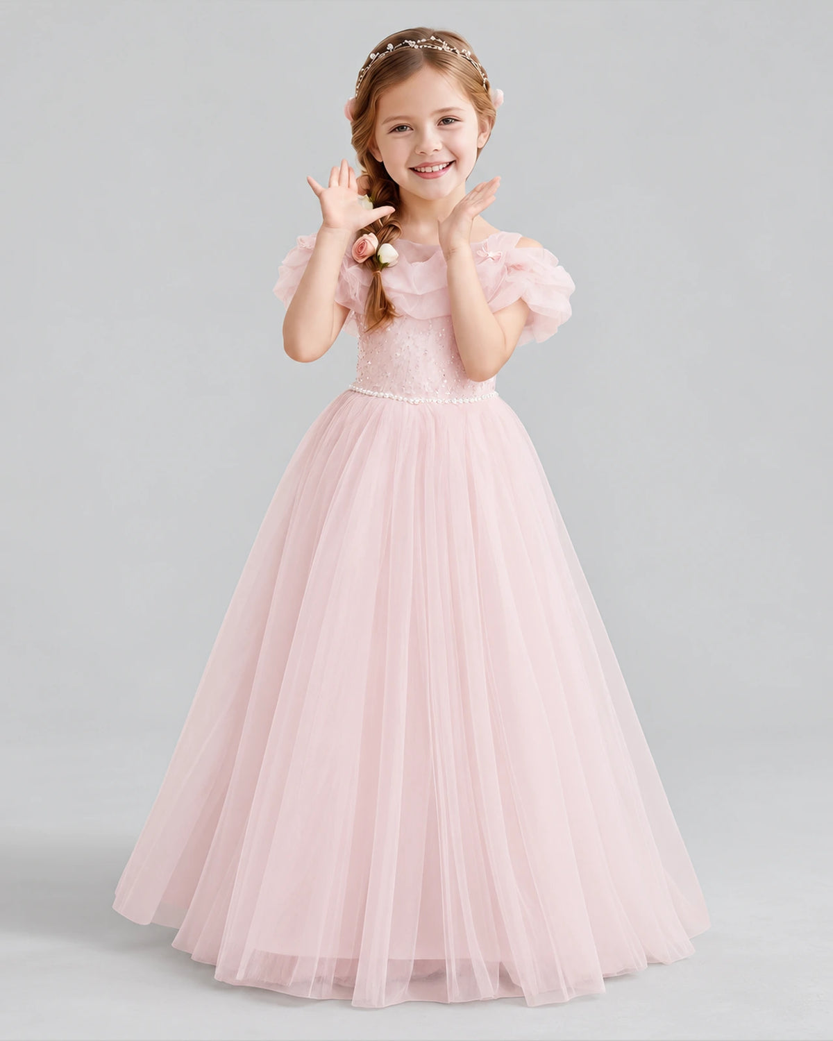 Pink Ball Gown Flower Girl Dress Front