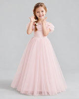 Pink Ball Gown Flower Girl Dress Front