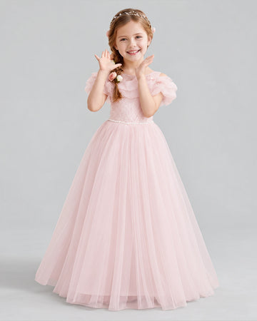 Dideyttawl Flutter Sleeves Flower Girl Dress for Weddings