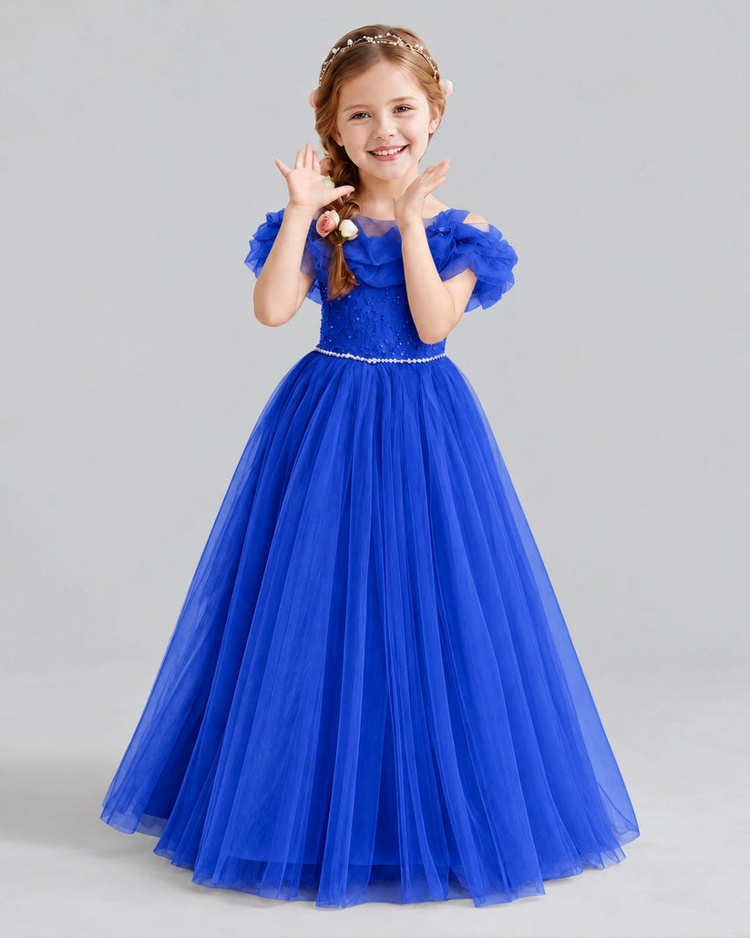 Royal Blue Ball Gown Flower Girl Dress Front