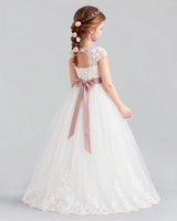 Dusty Rose Ball Gown Flower Girl Dress Back [Shared]