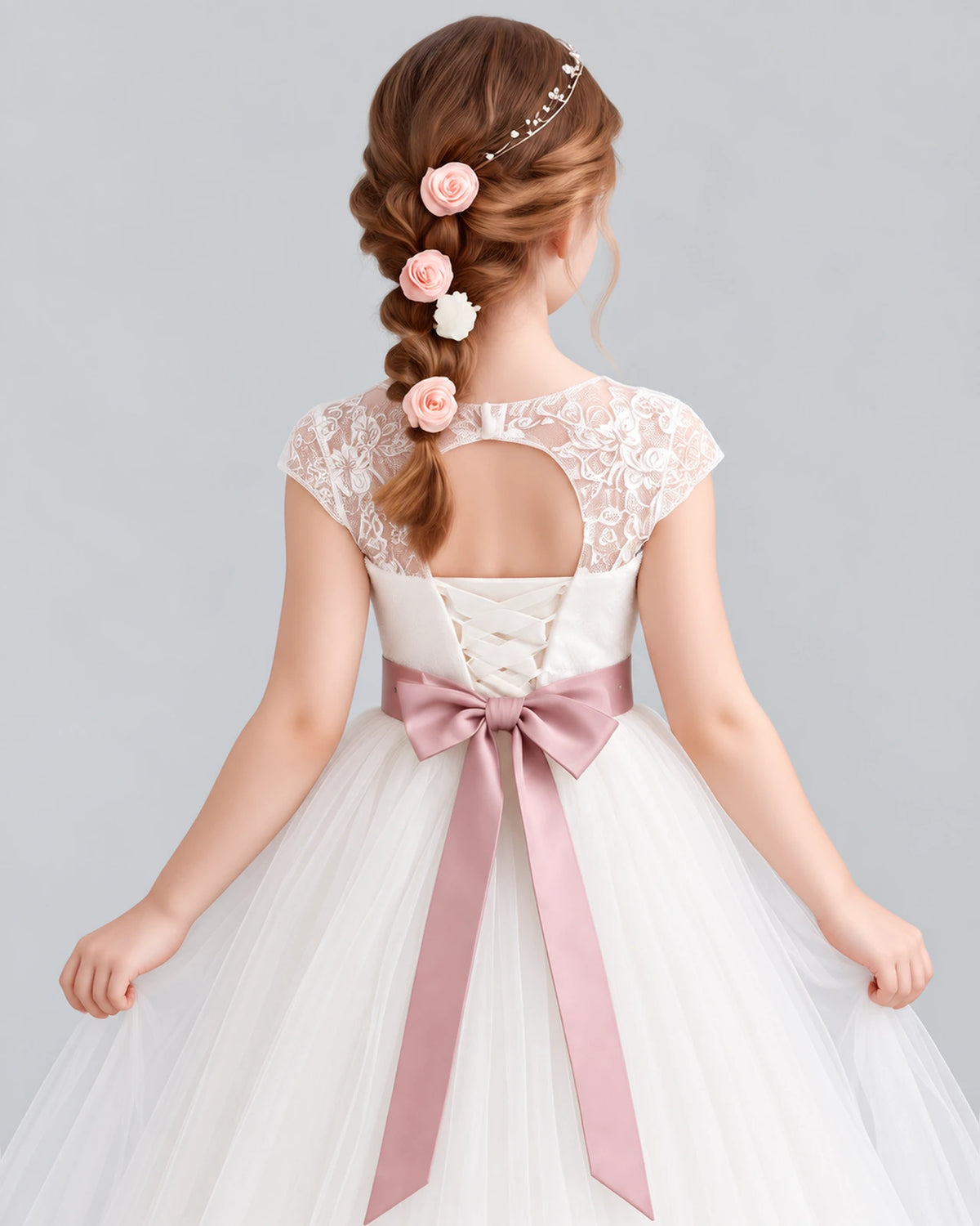 Dusty Rose Ball Gown Flower Girl Dress Back_Detail [Shared]