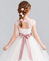 Dusty Rose Ball Gown Flower Girl Dress Back_Detail [Shared]
