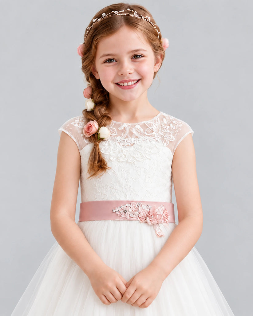 Dusty Rose Ball Gown Flower Girl Dress Detail [Shared]