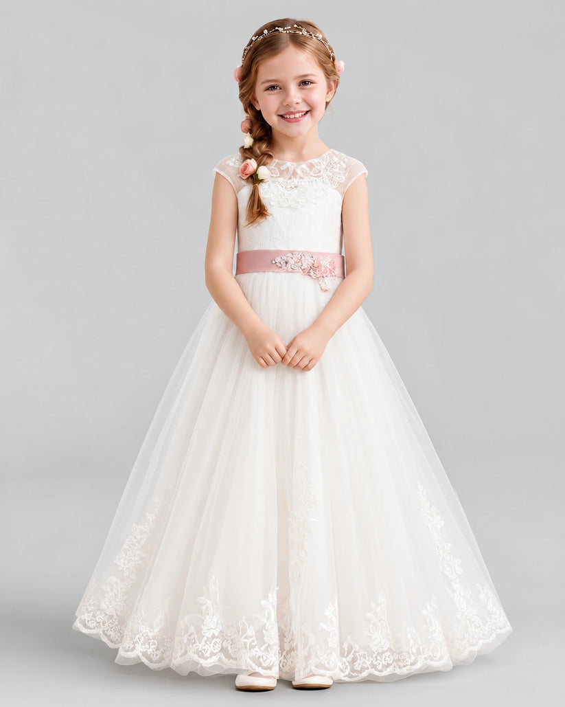 Dusty Rose Ball Gown Flower Girl Dress Pose [Shared]
