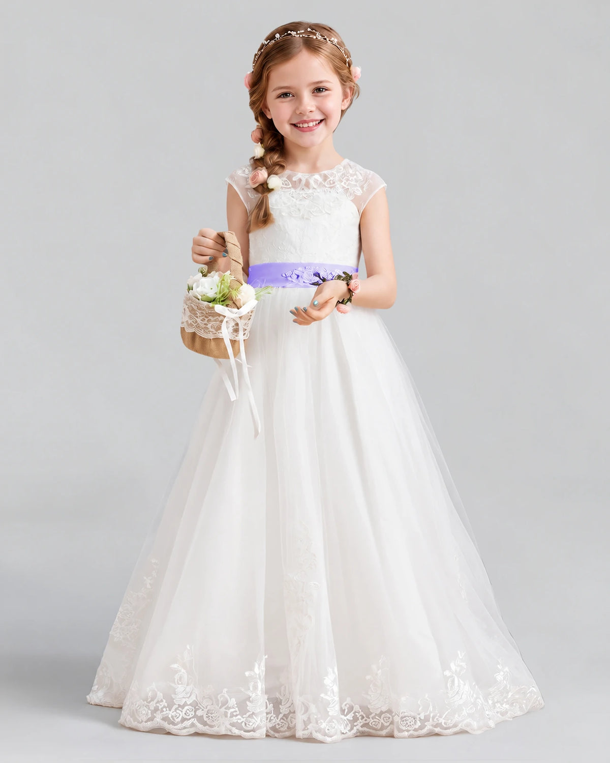 Lavender Ball Gown Flower Girl Dress Front