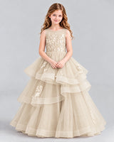 Champagne Ball Gown Girls Pageant Dresses Front
