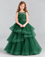 Dark Green Ball Gown Girls Pageant Dresses Front