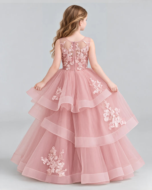 Dusty Rose Ball Gown Girls Pageant Dresses Back [Shared]