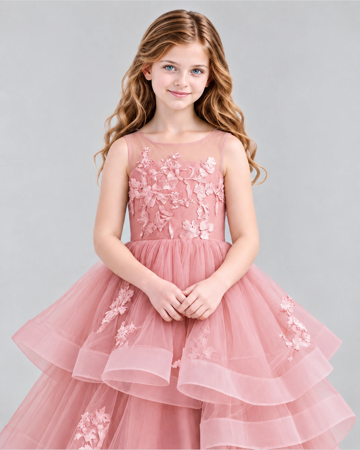 Dusty Rose Ball Gown Girls Pageant Dresses Detail [Shared]