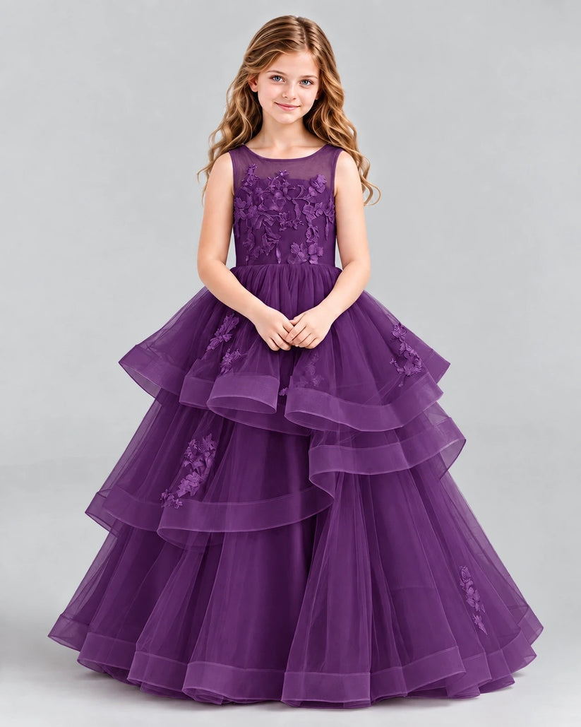 Grape Ball Gown Girls Pageant Dresses Front