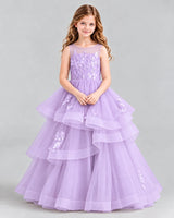 Lilac Ball Gown Girls Pageant Dresses Front