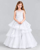White Ball Gown Girls Pageant Dresses Front