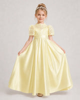 Daffodil Satin A-line First Communion Dress Front View